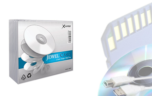 Xlayer 5er Pack JewelCase 1 CD tray transparent