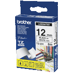Brother Schriftband P-Touch 12mm x 8m TZ231 TZE231 laminated Black on White Tape