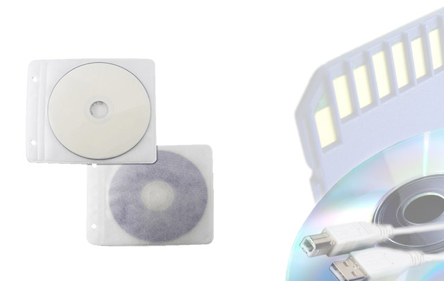 Markenlose CD/DVD Einhefter PP mit Vlies 10er Pack White